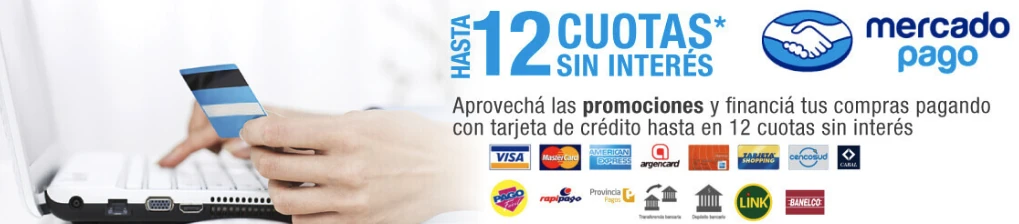 Hasta 12 cuotas sin interés con Mercado Pago